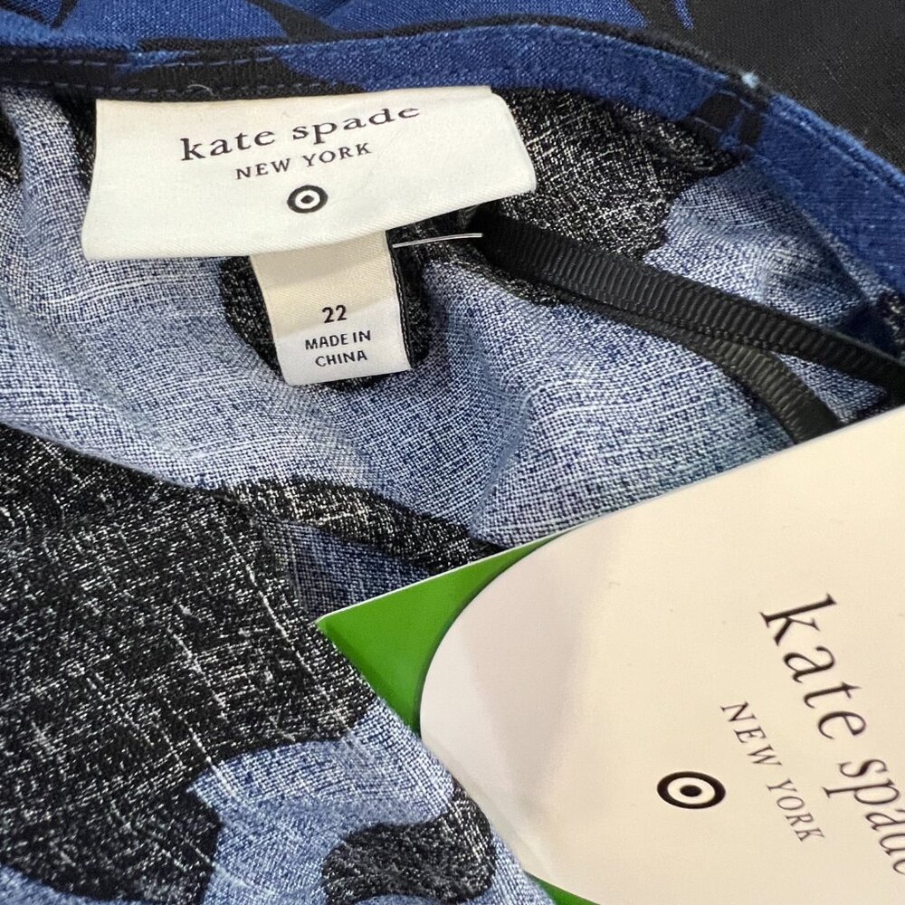 NWT Kate Spade New York Blue Black Floral Linen Blend Jumpsuit Size 22 - Picture 9 of 10